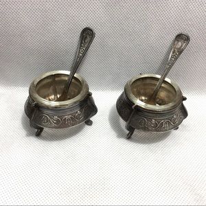 Vintage Russian salt cellars with spoons